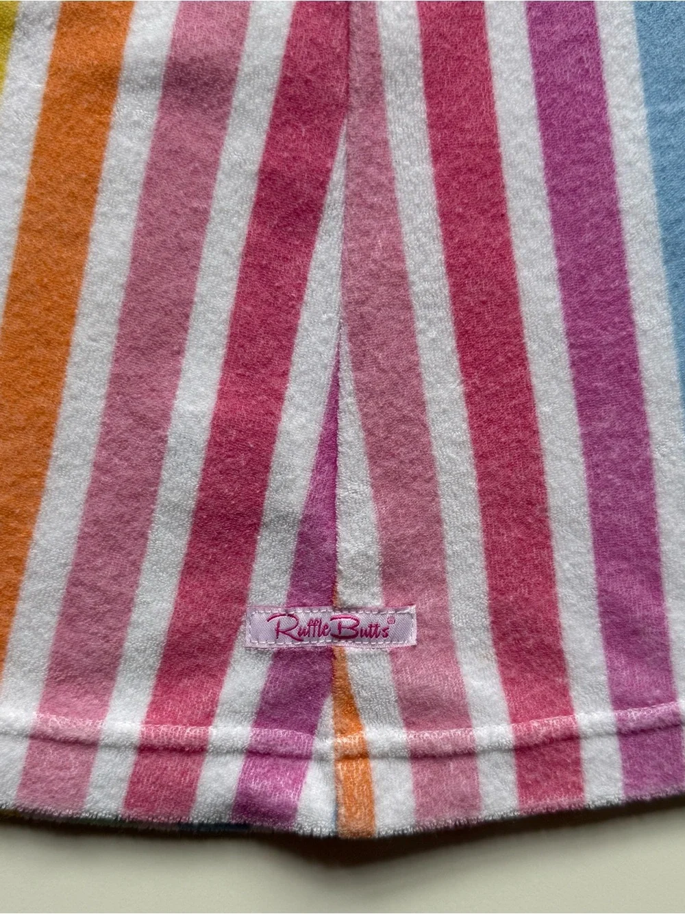 RuffleButts Girls Rainbow Dream Stripe Ruffle Terry Cover-Up - Size 3T